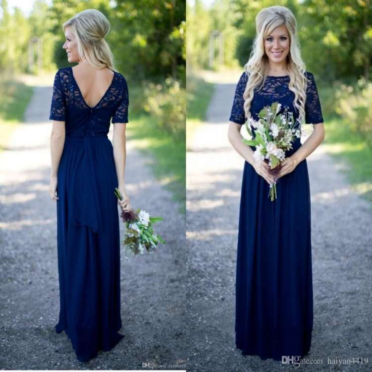 Long Sleeve Floor Length Black Dress Awesome 2018 Country Bridesmaid Dresses Hot Long for Weddings Navy Blue